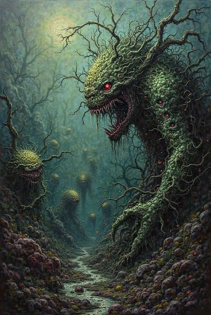 swamp monster,car <lora:swamp monster-000004:1>