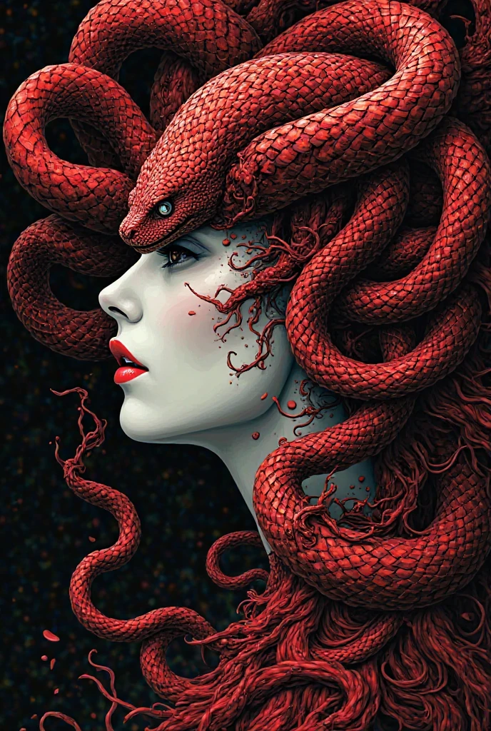 A girl lost her body,Blood flowed from the wound,Countless tentacles were born under the neck