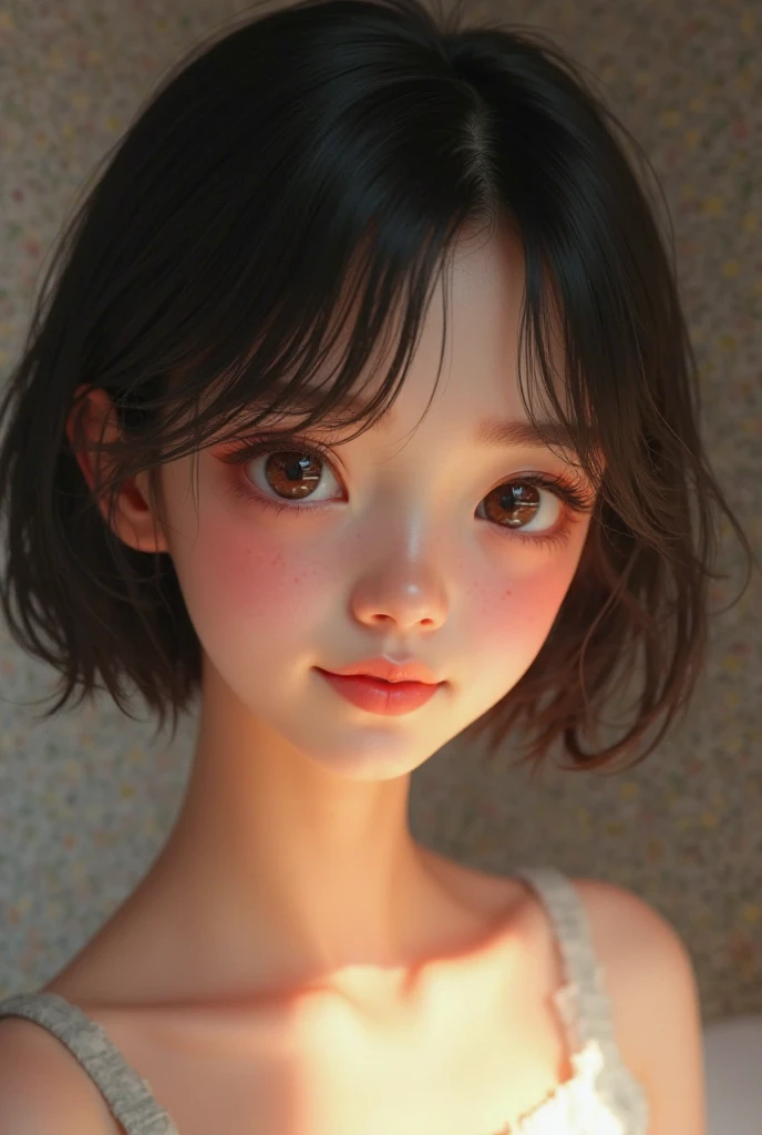 a close up of a young girl wearing a white top with red cherries, a picture by Yuki Ogura, instagram, shin hanga, lalisa manobal, 奈良美智, shiori teshirogi, chiho, with cute - fine - face, white hime cut hairstyle, sakimi chan, young gravure idol --auto --s2