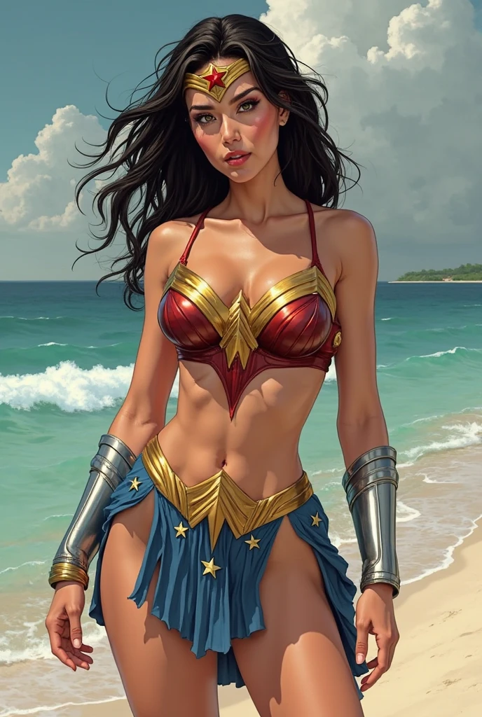 Supergirl, louro, cabo, Em Nova Iorque, corpo sexy, w1tch3r1c4rd,  olhos azuis brilhantes, sensual dynamic pose, traje super sexy de supergirl.