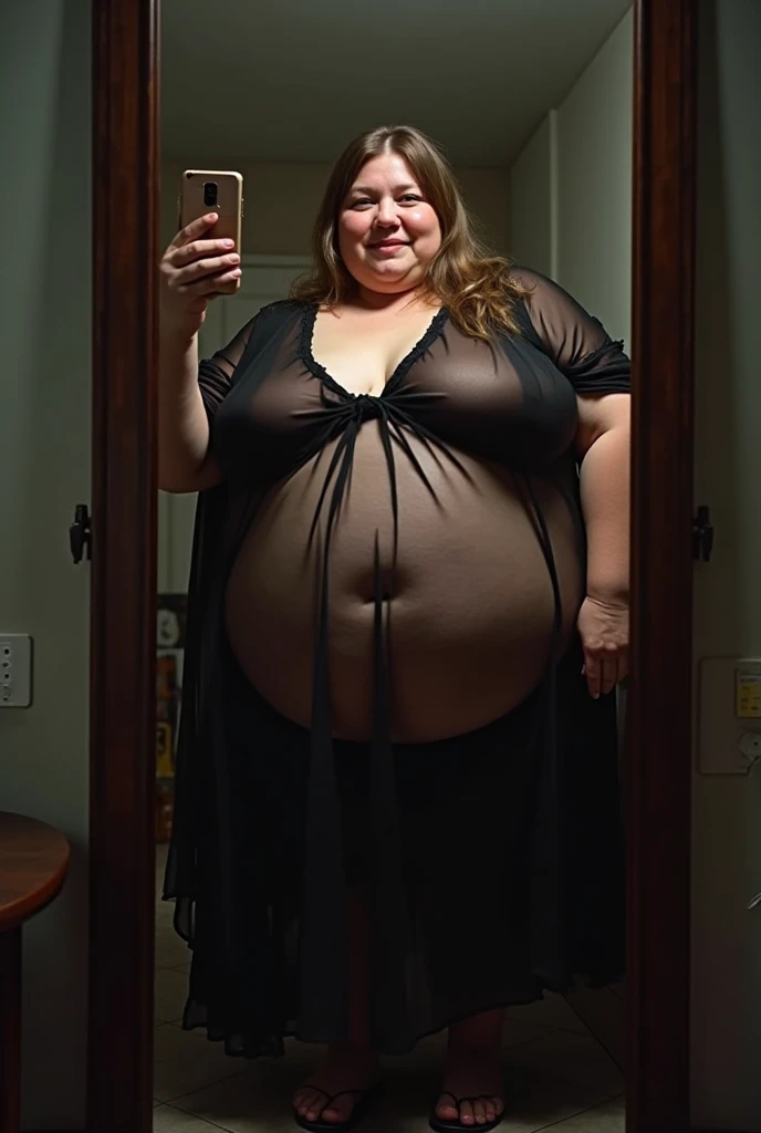 there is a woman that is taking a picture in the mirror, she is wearing a black dress, full body picture, taken in the early 2020s, cute black dress, zoomed out full body, wearing a black dress, she has a jiggly fat round belly, taken in the late 2000s, Big tits, huge tits, no clothes, sexy, cute, wide hips, thick thighs, pear-shaped body, minimal clothes, thick, bbw, chubby stomach, thick nipples, nipple piercings, large areola, hard nipples, piercing through shirt, nipples hard through shirt, busty, major cleavage, naked, ripping through top, boobs spilling over sides, bra too tight, giant tits, dominatrix, dominatrix clothes, fat stomach, fat belly showing, grabbing sexy jiggly fat round belly
