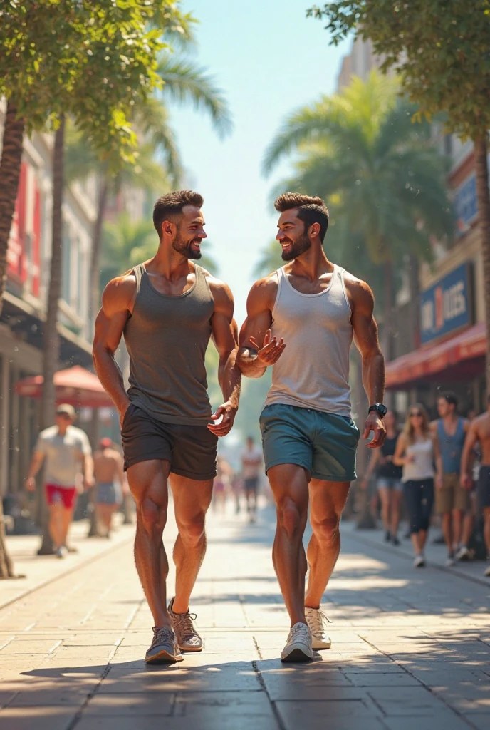 A tall, handsome, strong guy sees another muscular guy and asks for his number