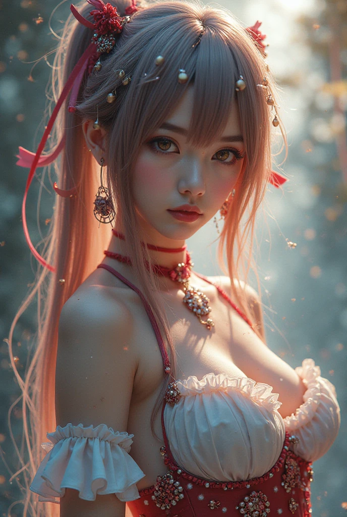 (NSFW:-0.98) . White and Red, (Dazzling colorful light pours down and reflects:1.2), (Physically-based Rendering with incredible detailed Textures), Award-winning Masterpiece of professional Analogue photograpy, { (((Photorealistic:1.37))) | (Hasselblad with F2.8) }, (((Acutance:0.85, Dynamic- Closeup:1.37), { from below | from side } )) . (KAWAII girls in (school uniform)) with visible Overflowing Cleavage and Navel without bra . (((Extremely detailed KAWAII face variations)) with joyful expressions), { Glossy cute Lips Closeup | Detailed natural eyes with sparkling highlights and long eyelashes | Rosy cheeks | Navel | (pretty Ass) | (Overflowing underboob) | Oiled ivory skin Details | White panties with (blood seeping only in crotch area) | ((full of Flowers covering girl's body:1.15)) | (((Dazzling colorful stained glass with stunning elaborate details:1.2))) | Mystic sight | A Halo ling in the air | God rays | Haze | Lens flare } . Ultra-detailed, (Exposed:0.8), (((Nipple:-0.9))) .