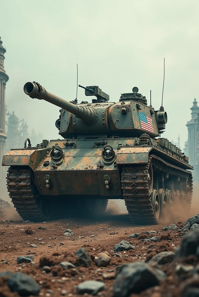 ghost possessed tank under attack by the ghostbusters, vibrant, colorful,
frflytnk,
<lora:Sherman_Firefly_Tank_SDXL:0.7>