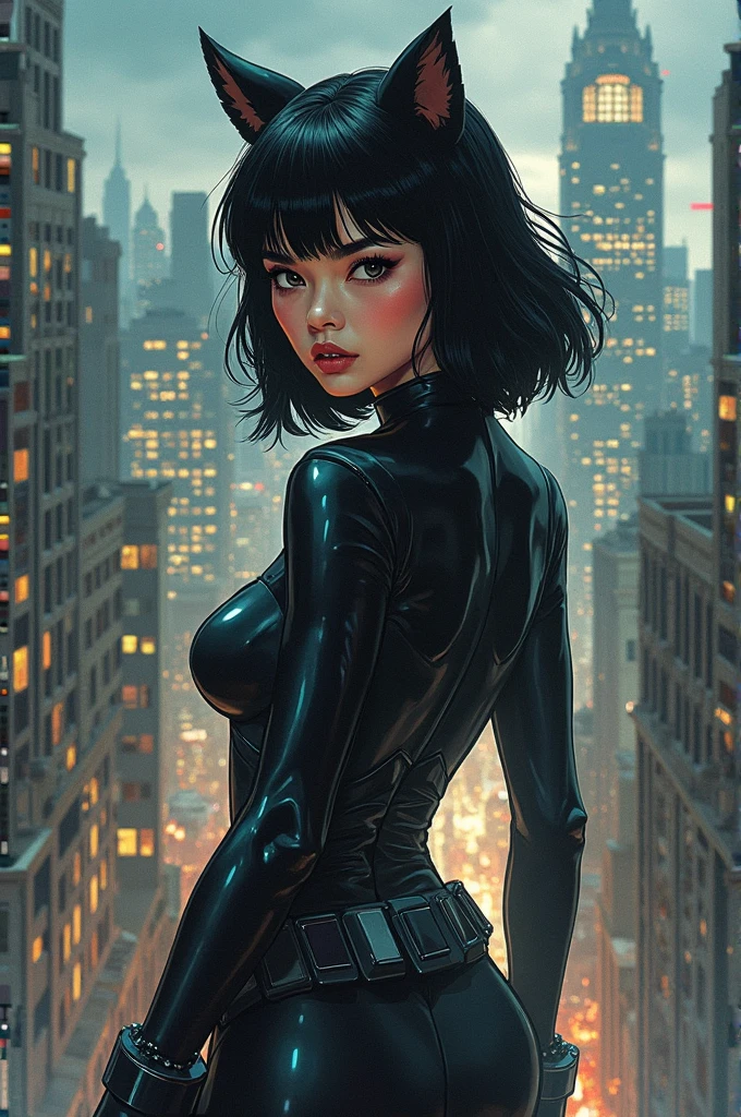 (Very detailed, masterpiece:1.2), Very detailedアートワーク, Highest quality, High resolution, Ultra-realistic:1.37, attractive, A breathtaking leap, Cityscape in the background, Realistic lighting, Vibrant colors, Elegant Dresses, Flowing Hair, Graceful posture, Captivating look, Captivating eyes, Delicate facial features, Dynamic Movement, Busy Street, Towering Skyscrapers, Traffic jam, Glowing neon signs, Vibrant city life, Breathtaking urban scenery, Intricate architectural details, Vibrant city lights, Bustling city atmosphere, Busy Street, Modern cityscape, Urban Energy