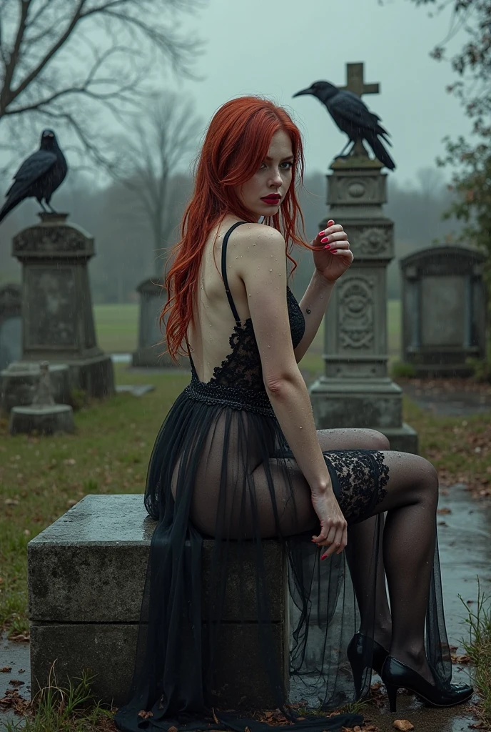 ((((NSFW)))), NSFW, naked, nude, naked pussy, open legs pose, ,Arafed woman wearing a black dress, wavy red hair, short and messy and a necklace., Promotional photo, Anya Taylor - Vampire Queen Joy, artistic style tom bagshaw, beautiful vampire woman, carmilla vampire, Portrait of a young witch, vampire fashion, samara weaving vampire, tom bagshaw studio weta, With red hair, still photo, witch clothes, Beautiful witch in the foggy cemetery, photorealistic, 8k, nude, naked pussy, open legs pose,