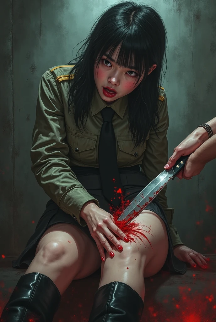 1 girl, realisitic, Raw photo, japanaese girl, (fullnude:1.9), (Beautiful and cute face:1.4), 18 years old, bobhair, Black hair, (Crucified in a prison cell:1.6), (Spread your wrists and tie them to the cross:1.5), not any dressed, With pubic hair, (Spraying a fire hose on the genitals:1.8), Water torture