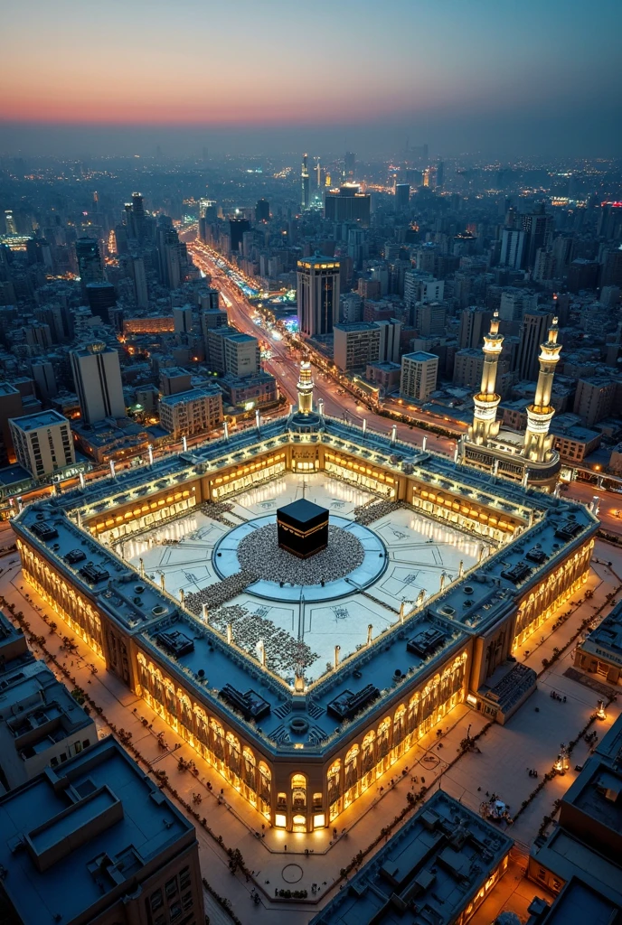 Mecca and madina together in a night view closer