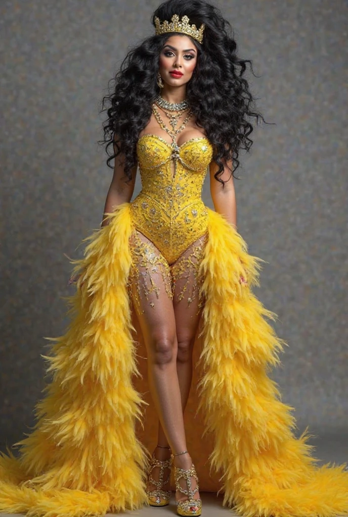 Photo of NICKI MINAJ ,with long hair, with details, long hair, with details , accessories , inspired dress rupaul drag race, drag queen extravaganza , FULL BODY texture 4K, high quality, beautiful hairstyle, 8k picture, high image quality,