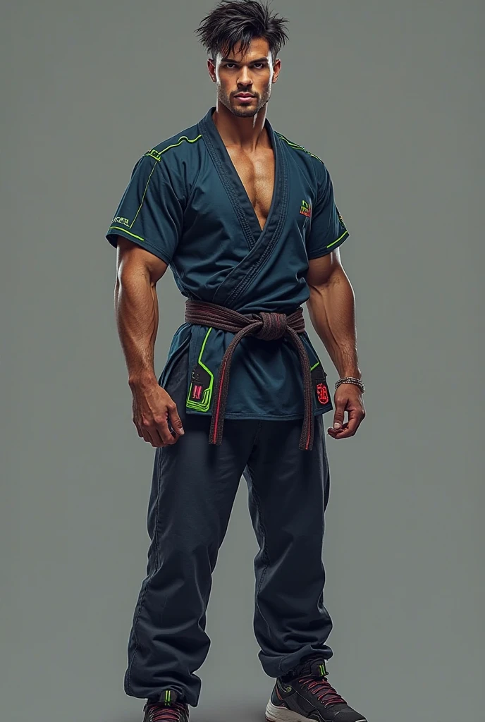 painel OC jujutsu kaisen, de um rapaz, com em media 80Kg, pele levemente bronzeada, cabelo cacheado, cabelo meio castanho e meio preto, in a Domain expansion, com 1,77 de altura, olhos castanho-escuros, de idade.anime, jujutsu kaisen.