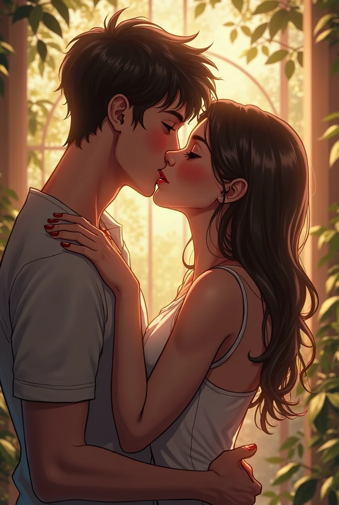 They start to kiss
