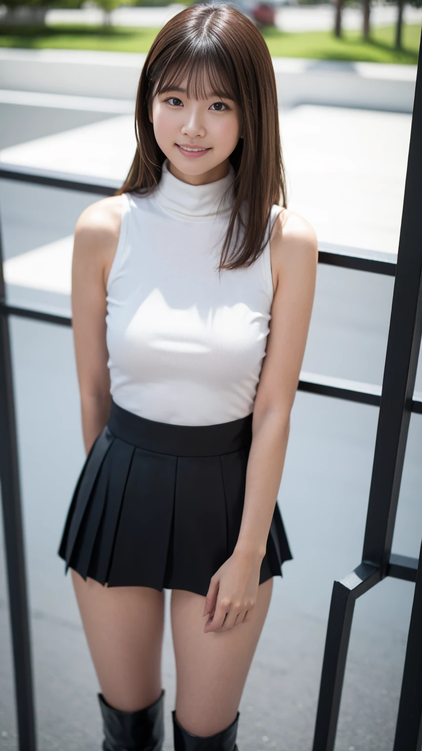 (highest quality), (Reality: 1), Movie Posters, Realistic skin texture, Very detailed, 8k wallpaper, Volumetric lighting, Dynamic Lighting, (((The wind blows her skirt up, exposing her beautiful pussy))), night, rich background details, with shapely big breasts and visible nipples、Twin tail hairstyle、Black Hair、Red face、Shyly、mock、Open your mouth just a little、Japanese school swimsuits that reveal the cleavage of teenhigh school girls、You can see her cleavage from under her school swimsuit、Shapely lower body、Indoor swimming pool、Poolside