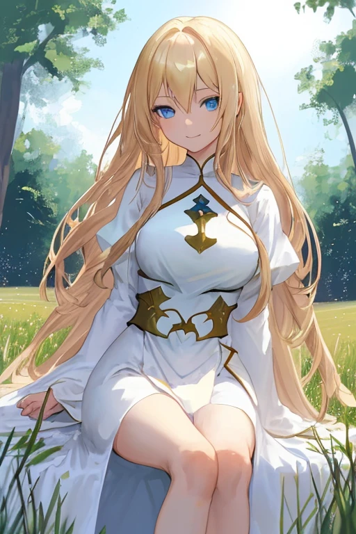 女の子1人、flaxen hair、Long hair、flaxen eyes、I'm skinny、All 、large boob、Bare、raise leg、Glowing skin、full of sweat、Glowing skin、grass field、