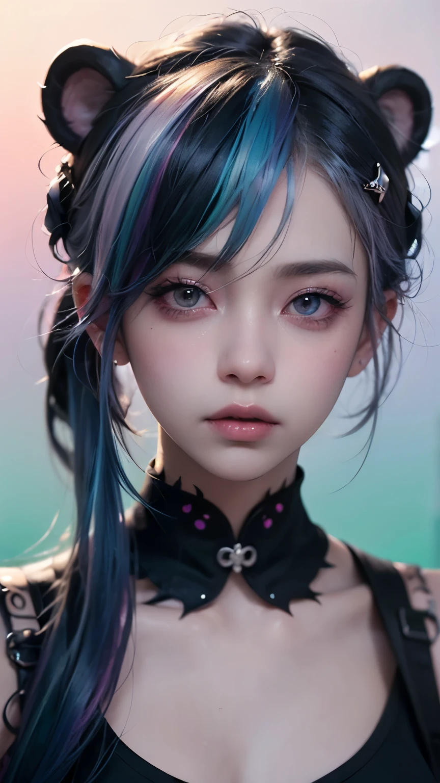 ((Bare shoulder)), cleavage, large breasts, , (knee shot), (Surreal), (illustration), (Resolution enhancement), (8k), (Very detailed), (Best illustration), (Beautiful and delicate eyes), (best quality), (Super detailed), (masterpiece ), ( wallpaper), (Detailed face),one blonde, curls,(High top fade in and out:1.3), (Smile brightly, bright look), dark theme, soothing tone, pastel colors, high contrast, (natural skin texture, Surrealism, soft light, Impatient),exposure blending, medium shot, Bokeh, (human development report:1.4), high contrast, (Movie, teal and orange:0.85), (pastel colors, fade, soothing tone:1.3), high saturation, (Super detailed:1.2),(big breasts :1.2)