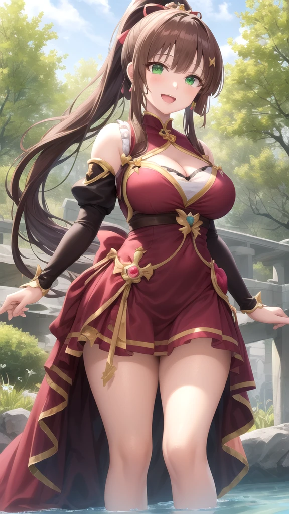master piece , best quality , ultra detailed , woman , smile , open mouth , shiny hair , beautiful eyes , kawaii , cute