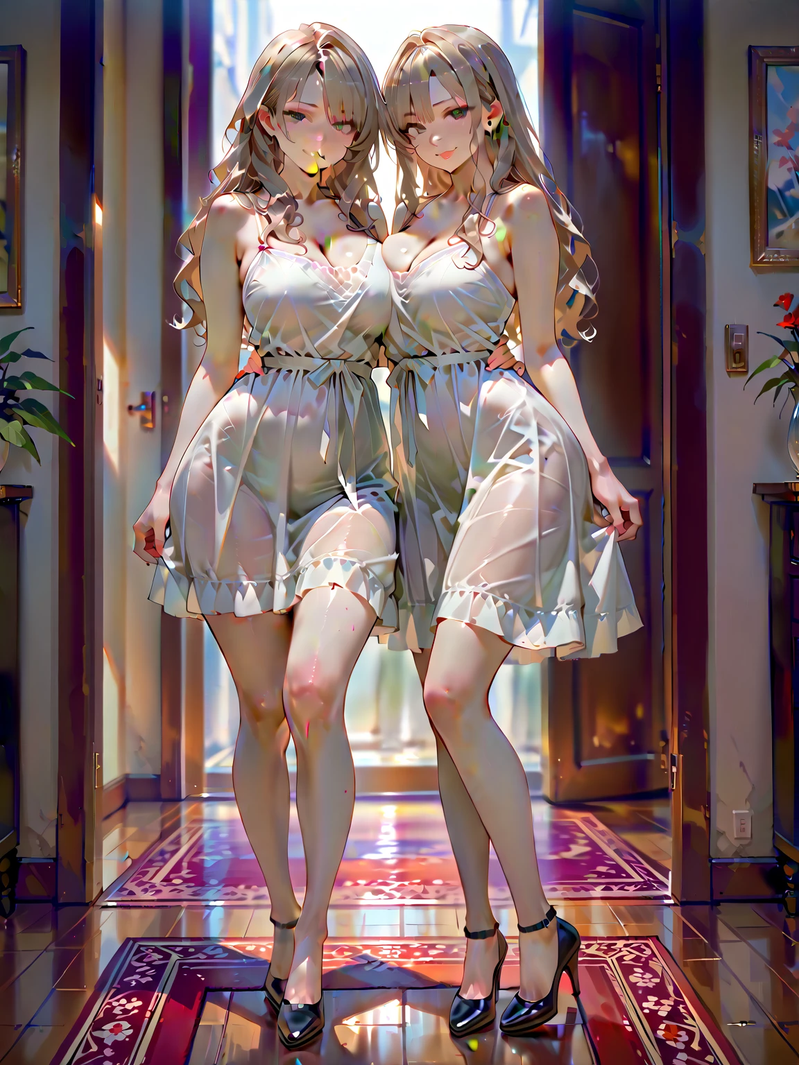(White and Red, Acutance:0.8), (Masterpiece:1.2, physically-based 3D rendering with ultra-detailed, ((realistic and photorealistic with touch of rawness:1.37))). A group of KAWAII girls in school uniform (((with visible Cleavage without bra:1.2))) . (((extremely detailed KAWAII face variations) with joyful expressions)), { Navel | (pretty Ass) | Overflowing underboob | (White panties) | (full of Flowers covering girl's body:1.2) | (Dazzling colorful stained glass with stunning elaborate details:1.37) } . (Exposed:1.2), (((nipple:-0.99))), ((NSFW:-0.99)) .