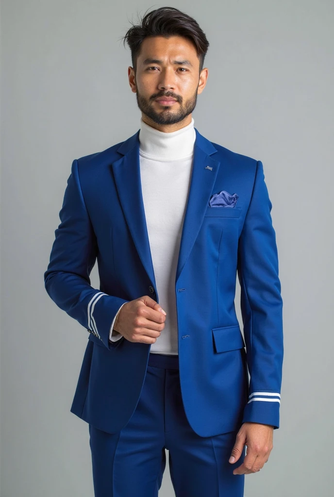 Man in blue jacket in front of a building, 6k resolution, roupas de couro, jaqueta bomber de couro, roupas de couro, Mais vendidos, usando uma jaqueta de couro, incrivelmente realista,homem com uma camisa branca e uma jaqueta azul, icaro carvalho, caio santos, imagem frontal, david rios ferreira, edu souza, Directed by: Nandor Soldier, Foto realista, mateus, Henry Alvim Correa, (34 anos), arte digital,Carmelo Blandino, Alejandro, Jaqueta azul, vestindo uma jaqueta bomber, Casual inteligente, couro, roupa de couro azul-marinho apertado, extremely realistic, altamente realista, sorriso discreto, homem, vestindo jaqueta azul, 4k, excelente qualidade , imagem detalhado, artstation, 6K resolution plus HD