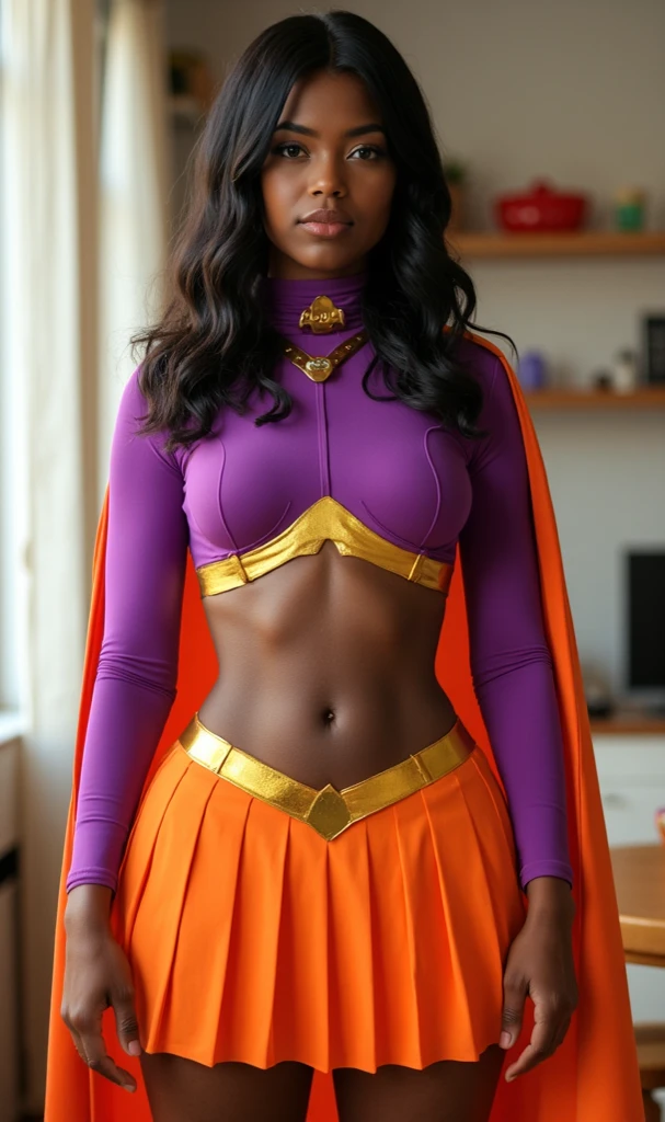 ((instagram photo)), a ((Full Shot)) full body photo of 28 y.o beautiful ( Nigerian African woman superhero costume)) strong girlboss in a ((game of thrones westeros outside)) (high detailed skin:1.2) 8k uhd, dslr, soft lighting, high quality, film grain ((amateur photo))