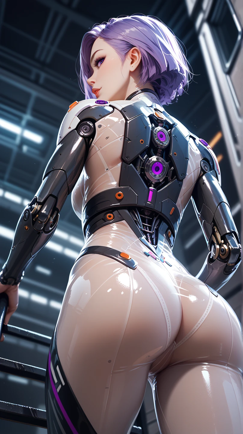 (Arcee), Arafed Mujer con un traje futurista posando para una foto, en armadura futurista blanca, girl in mecha cyber armor, (helmet covers forehead), full lips, (pink and white color scheme), large shoulders, large ass, (ass air bags), Renderizado del motor irreal + una diosa, Armadura cyborg de porcelana, Armadura blanca brillante, (pink and white aesthetic), (gigantic breasts), slim waist, cybernetic abs, cuerpo cyborg ginoide, Hermosa y atractiva cyborg femenina, Diferentes cibertrajes, Hermosa cyborg hembra, Hermosa chica blanca cyborg, Con armadura futurista, Perfecto cyborg hembra