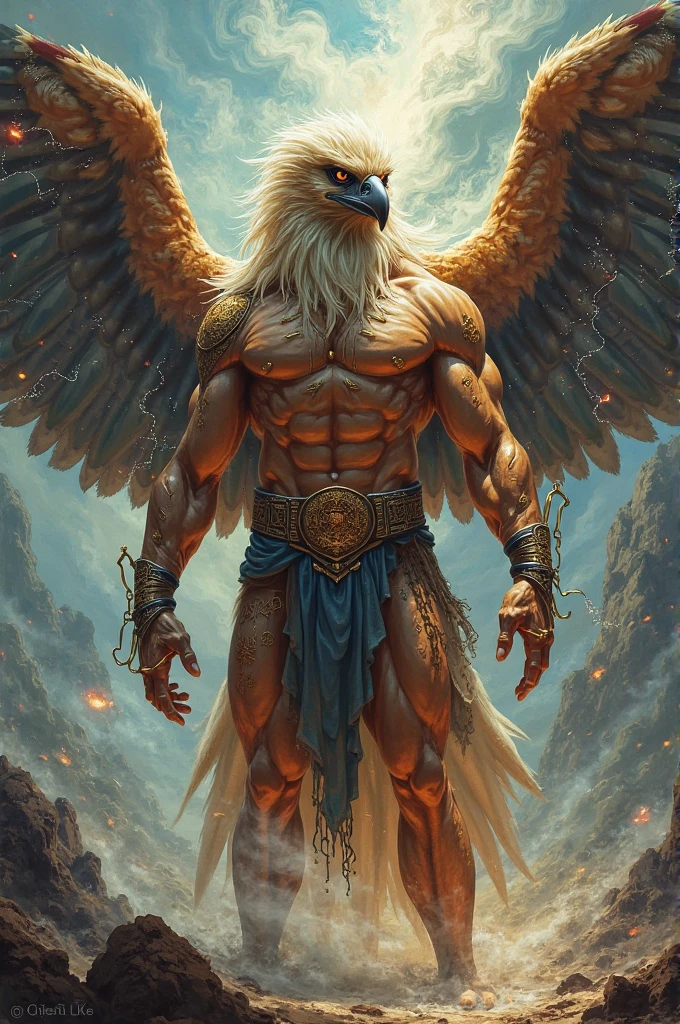 Give me picture  of eagle and he has super enagy body like human body