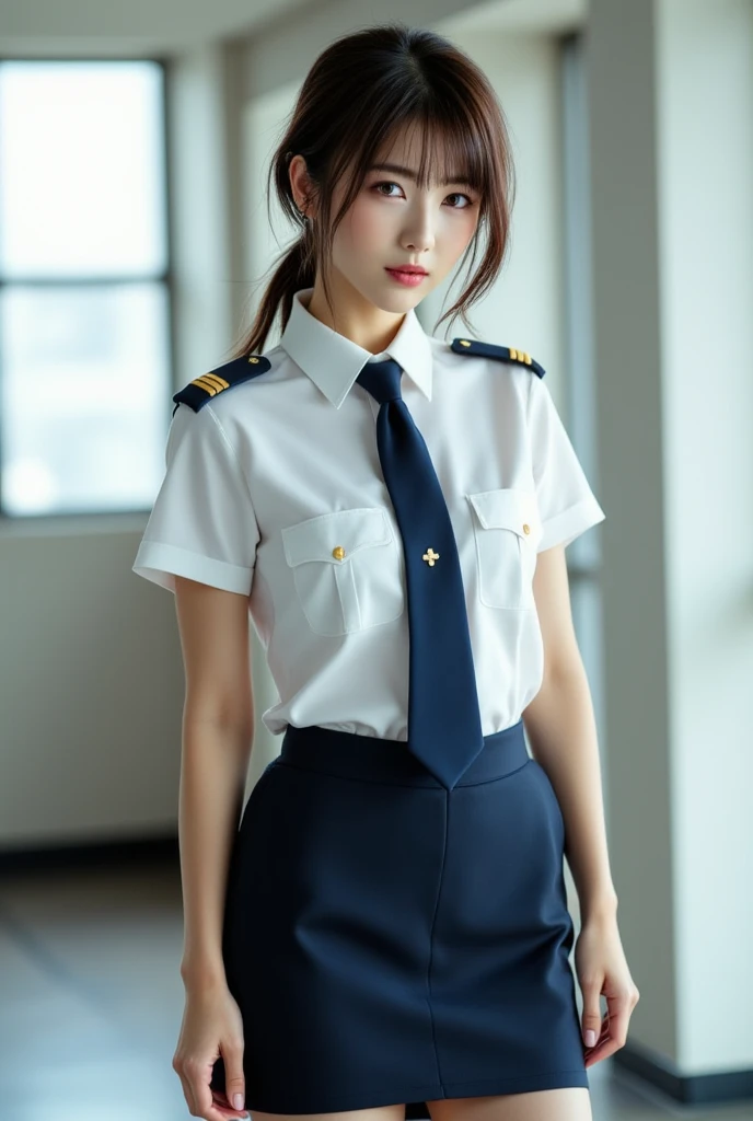 Beauty、Beautyパイロット、beautiful girl、Beauty、Female Pilots、Airplane Pilot Uniform、beauty、Beautiful woman、Show off a slim waist、Handsome woman、mini skirt、Belly button