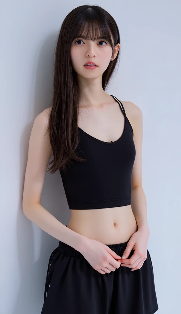 ((highest quality)), ((masterpiece)), (detailed:1.4), 3D, Image of a woman in a beautiful sports bra and tight miniskirt,nffsw(high dynamic range),ray tracing,NVIDIA RTX,super resolution,unreal 5,Scattered beneath the surface,PBR texturing,post processing,anisotropic filtering,Depth of the bounds written,maximum clarity and sharpness,multilayer texture,Albedo and specular maps,surface shading,Accurate simulation of light-matter interactions,perfect proportions,octane rendering,two-tone lighting,wide aperture,Low ISO、White balance、Rule of thirds、8K students、((14 years old))(((silk sports bra,tight silk mini skirt)))(((brown hair)))(((big breasts)))