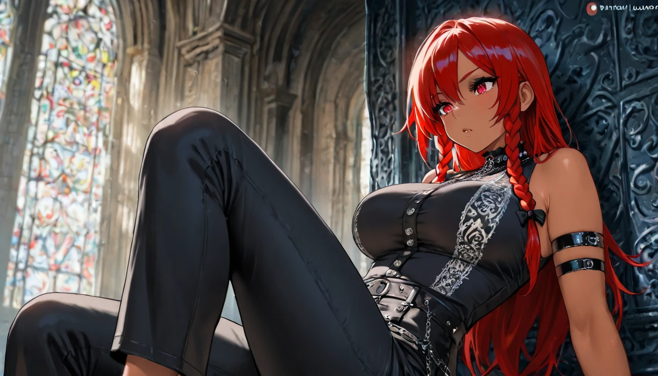 Masterpiece, best quality, very detailed, Ultra high resolution, (photorealistic:1.4), raw photos, (realistic:0.2), 1 girl, alone, long hair,,8k hdr, 1 girl,red hair, shy , medium-large breast, bright eyes, , medium-small breasts,,(Mesh series) ,Spread your legs, Dark Cave ,Blue slime, bound up