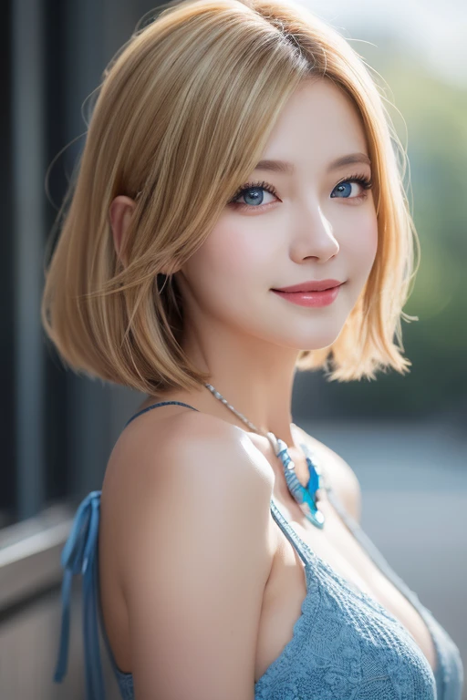 (RAW photo, best quality),(realistic, photo-realistic:1.3), masterpiece, an extremely delicate and beautiful, extremely detailed, CG, unity , 2k wallpaper, Amazing, finely detail, light smile, extremely detailed CG unity 8k wallpaper, huge filesize, ultra-detailed, highres, absurdres, soft light, short hair, short bang, blonde hair, floating hair novafrogstyle, beautiful detailed girl, detailed fingers, extremely detailed eyes and face, beautiful detailed nose, beautiful detailed eyes, long eyelashes, light on face, looking at viewer, closed mouth, 1girl, cute, young, mature face, full body, small breasts, realistic face, realistic body, beautiful detailed thigh, ulzzang-6500-v1.1, lora:koreanDollLikeness_v15, costume: tank top, blue eyes