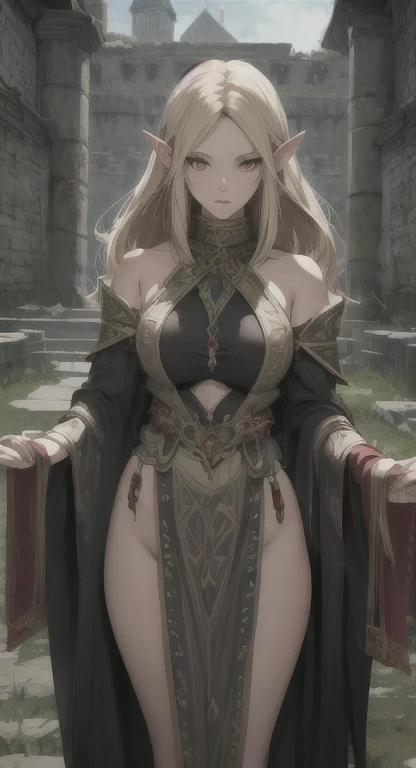 goddess candidate, Hylia, blonde, red eyes, looking at viewer, Hylian goddess armor,