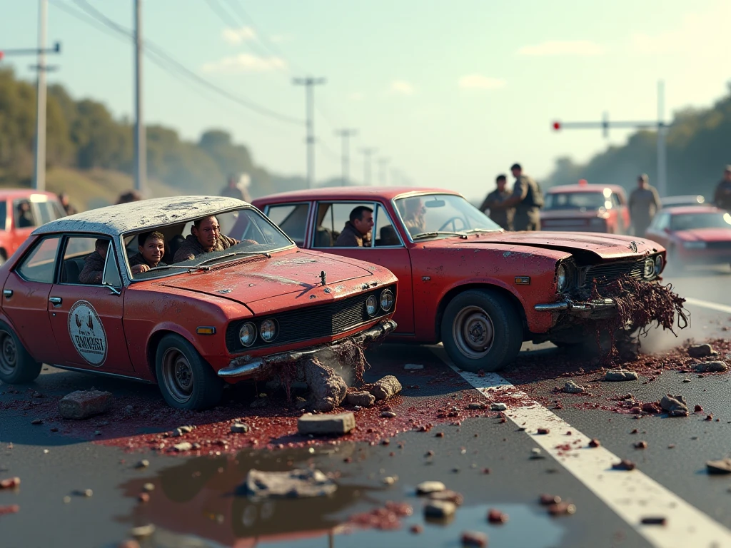 a women died in car accident 2d art