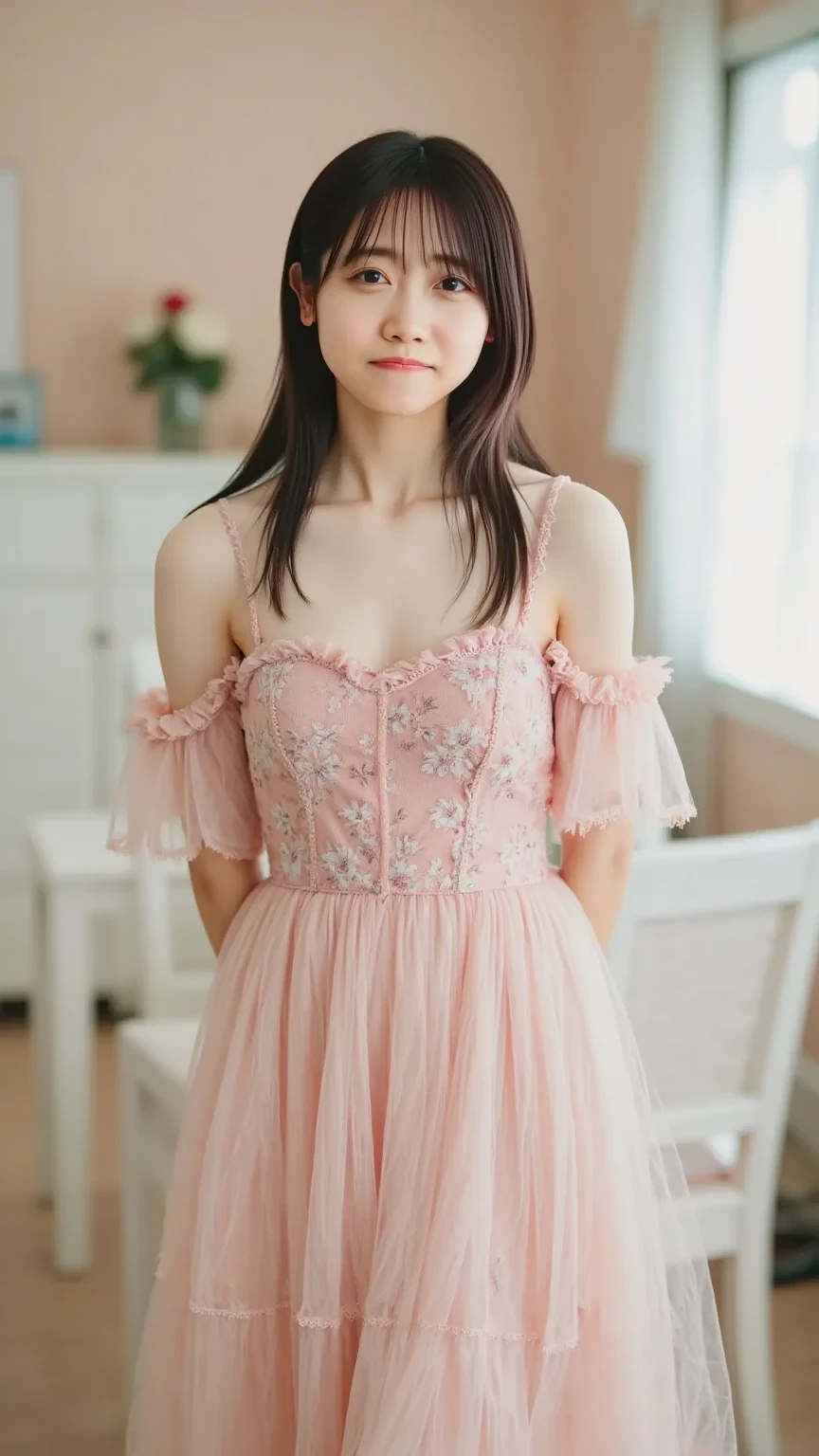 (Happy expression:1.26)、Raw photo、(((Ultimate beauty full-body photo shoot)))、((Glowing Skin))、One girl、Beautiful 17 year old girl from Prague、Bright expression、((Brown Hair))、Black lace dress、Leaning forward、Big breasts small waist、Thin thighs、Ample Bust、Wink to the viewers、Short sleeve、((Big eyes that shine like jewels))、ツヤツヤでGlowing Skin、(Medium Hair:1.2)、No makeup、Beautiful Bangs、Hair between the eyes、最high quality、Super detailed、Film Light、Intricate details、High resolution、Very detailed))、Detailed Background、8 KUHD、Digital single-lens reflex camera、Soft Light、high quality、Film Grain、Fujifilm XT3、Shallow depth of field、自然なSoft Light、Gods、Prague cityscape