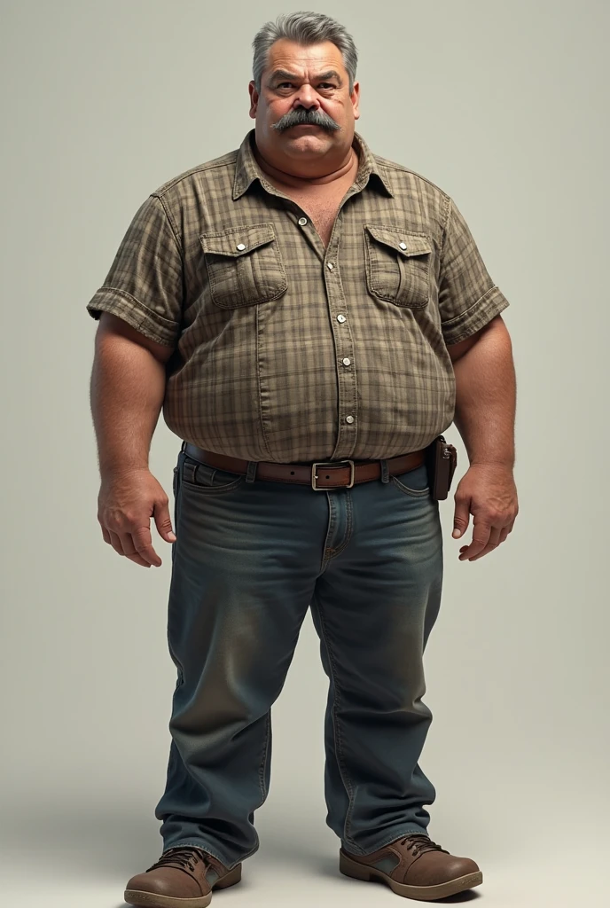 An American man aged 40 to 50 years has a strong, slightly plump stature, where his round belly is particularly noticeable. This belly is covered with dense, covered with dark hair, which gave him a distinctive, masculine appearance. His complexion is healthy, maybe a little browned, as if he spends a lot of time outdoors. His face shows first signs of age, with slight wrinkles around the eyes and mouth, that testify to life experience, but overall he still seems youthful and dynamic. His hair is usually full, possibly in a dark brown or with the first grey strands.
He often wears casual clothes like a T-shirt or a polo shirt, that emphasizes his figure, combined with jeans or cargo pants. His charisma is confident and relaxed, as if he is at peace with himself and his life. It could be, that he has a touch of humor and serenity in his gaze, what makes him likeable and approachable.