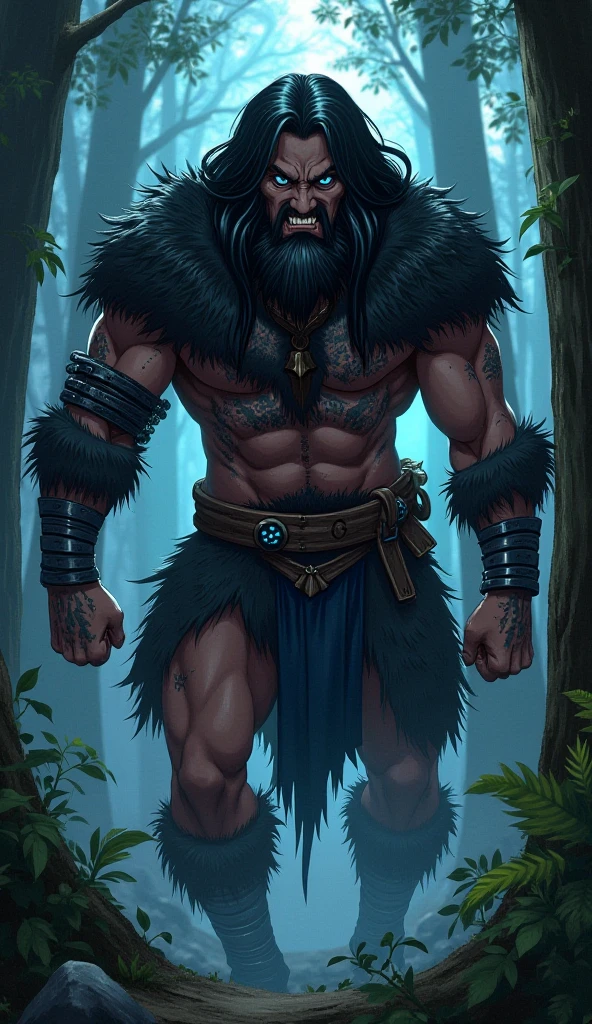 idle standing pose whole body muscular krampus, pleasure face, whole body