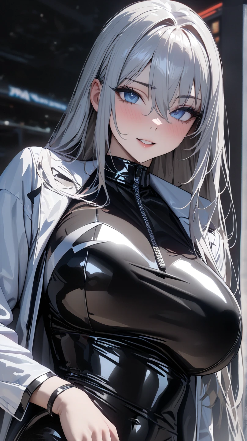 （（（highest quality、first-class、masterpiece、Normal body、8k、Detailed face、Ultra-precision、Normal hand、Normal finger、５Finger、Highest）））、beautiful girl、Silver Hair、Shortcuts、Martial Arts、Black belt、Uniform、Bodysuit、Fighting Suit、柔Uniform、Lower body nude、dojo