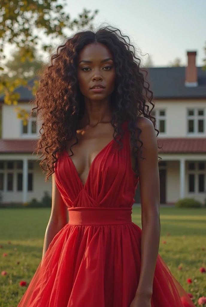 Realistic photo of a beautiful n40m1c woman,1girl,solo,long hair,brown hair,black hair,hair ornament,dress,jewelry,flower,pantyhose,hair flower,dark skin,dark-skinned female,short dress,ring,realistic,very dark skin,fashion, soft lighting, professional Photography, Photorealistic, detailed, RAW, analog, sharp focus, 8k, HD, high quality, masterpiece<lora:n40m1c:1.0>