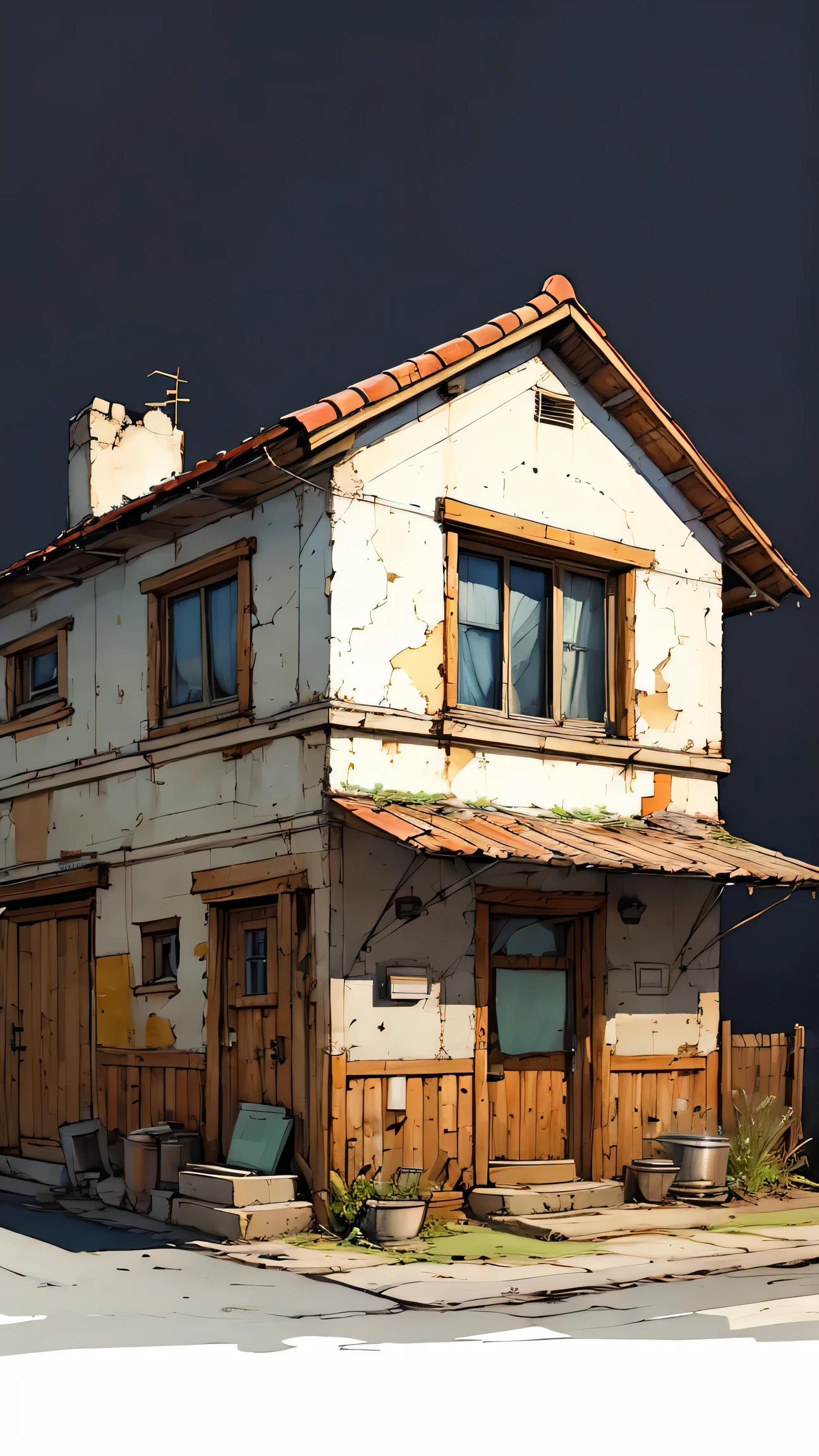 Small house, unfinished sketch, watercolor on paper, (simple background:1.2)