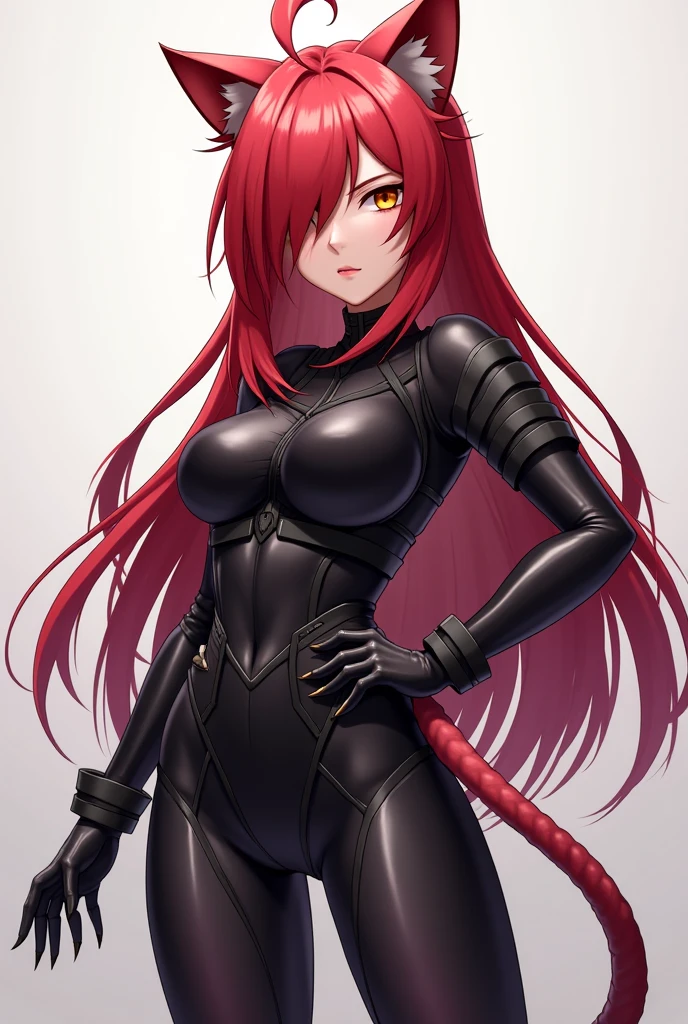 code_geass, {{{kallen_stadtfeld}}}, {{spiked hair}}, blue eyes, forehead, skin tight, red bodysuit,