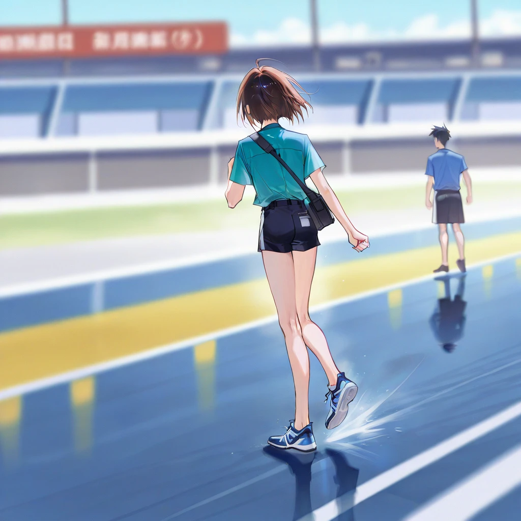 masterpiece, manga, running person, motion blur of only the feet