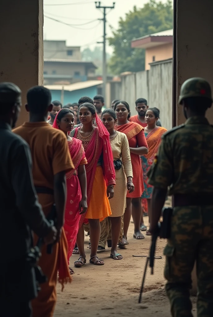 people queue to buy rice