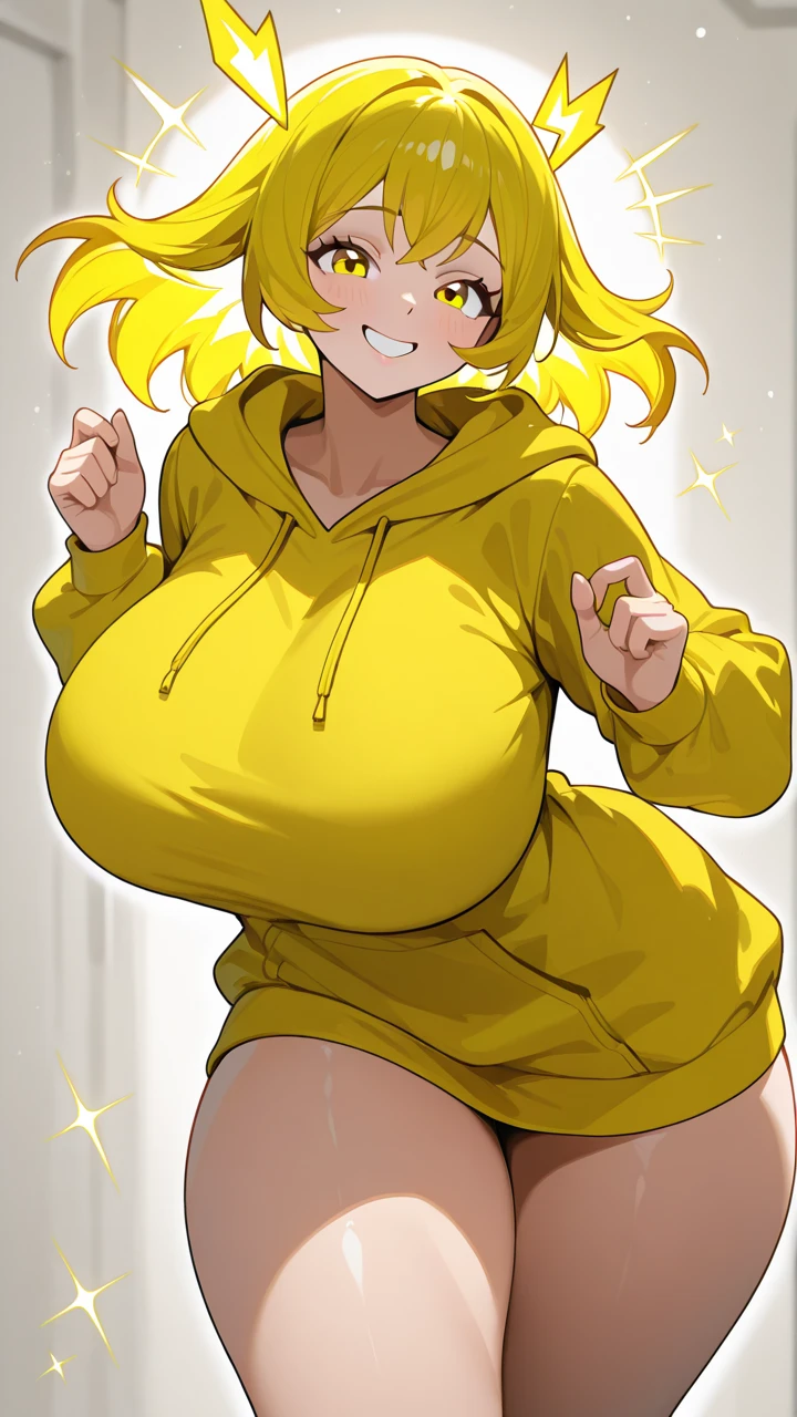 Young girl, black tomboy haircut, yellow eyes, Detroit city, rain falling. 4k, masterpiece, HD ((perfect hands)) ((thicc)) hoodie ((huge tits)) ((gloves))