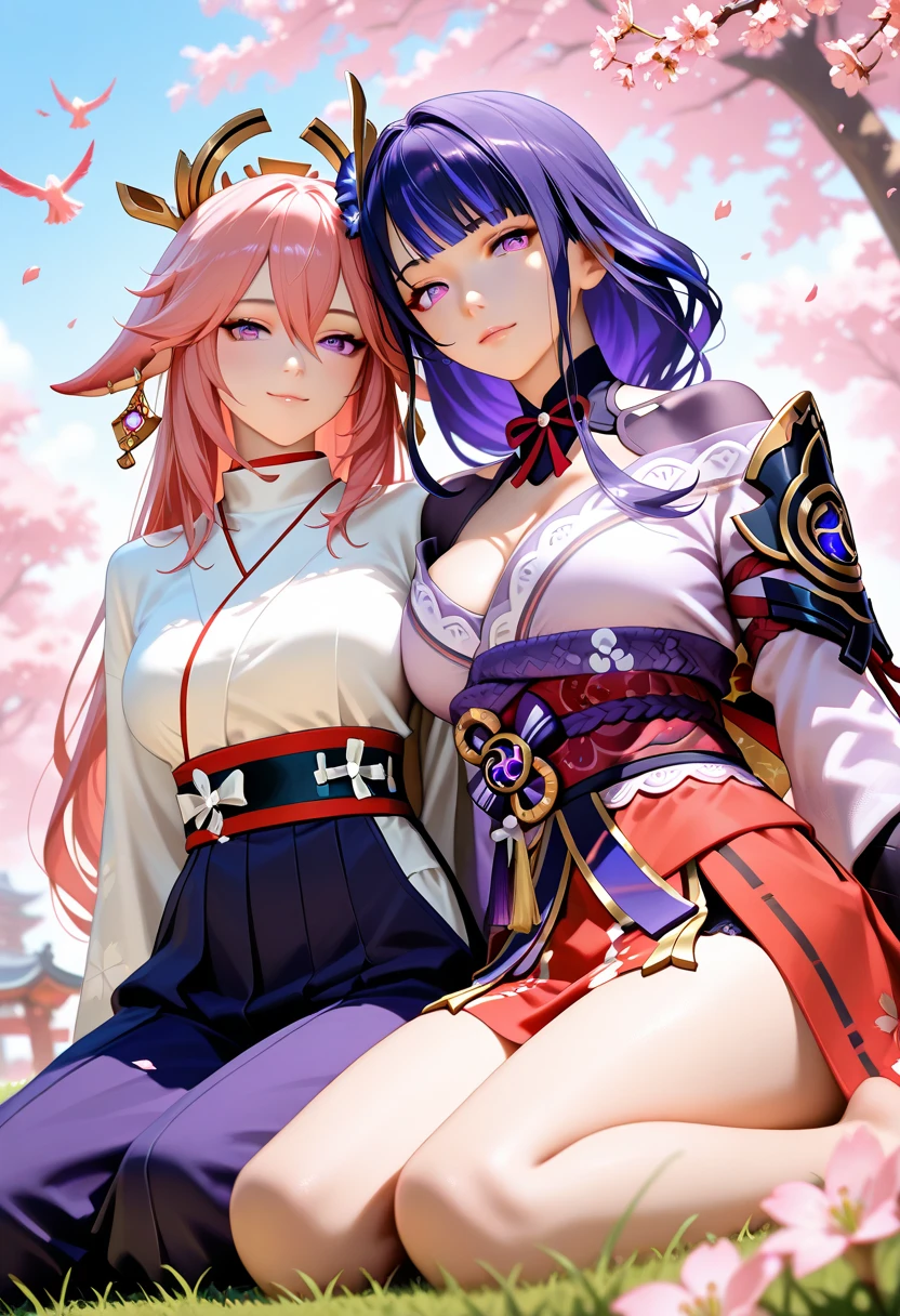Genshin impact, realistic, high quality, Raiden Shogun, yae miko