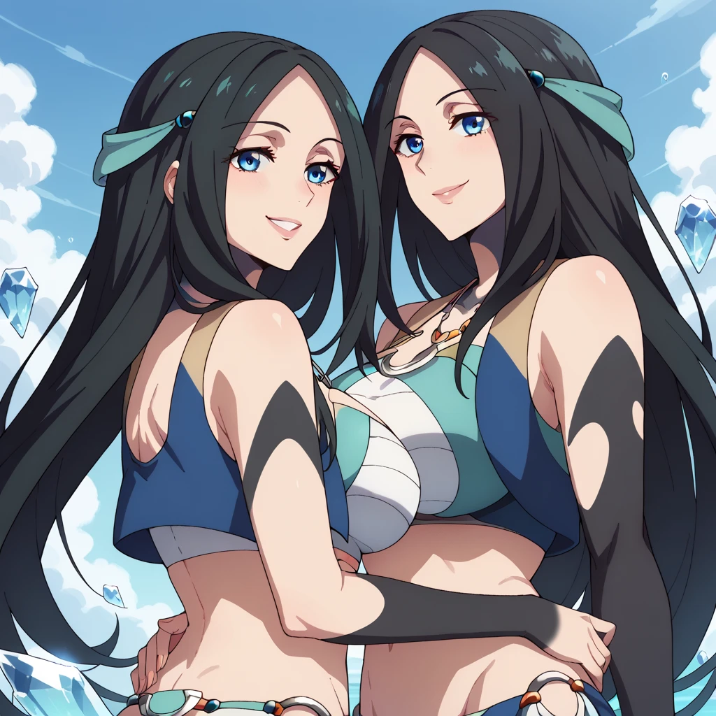 (((best quality))), ((ultra-detailed)), ((an extremely delicate and beautiful)), ((16k)), realistic, hd, cgi, gleaming hair, gleaming skin, gleaming dress, Character focus, solo, strong light coming in, sharp focus, illustration, game cg, anime, solo, curvy, (big breasts:1.3), forehead, faste collarbone, (belly:0.9), looking at the viewer, flower hair ornament, accessories, backlighting, shiny skin, shiny body, necklace, jewellery, black-brown hair, bead necklace, red faded into black coloured hair, brown eyes, long hair, red ombre hair, red-black hair, more yellow hair streaks, loving caring look, slightly close to the viewer, looking at viewer
