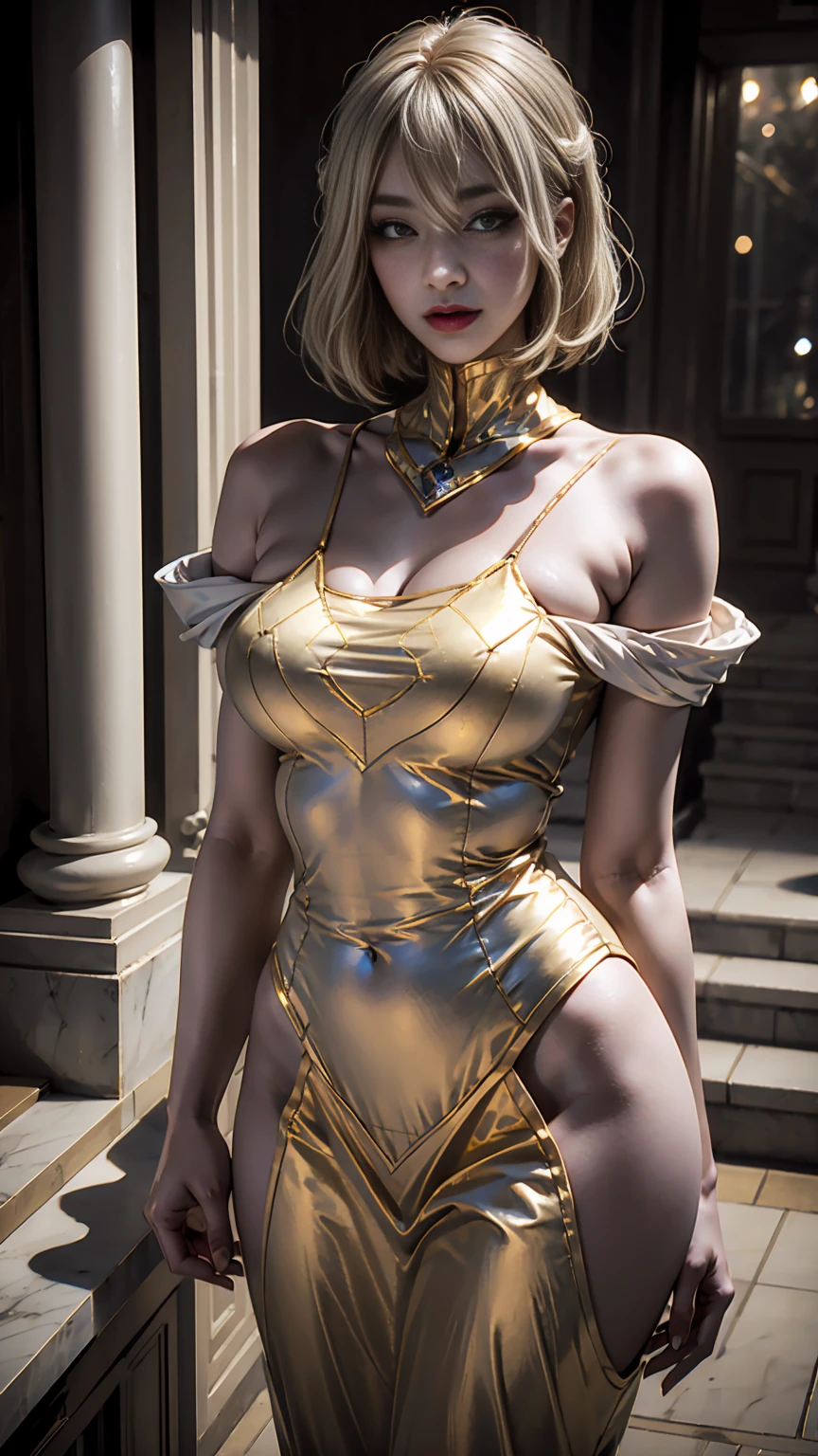 Araffe mujer con un vestido dorado bailando en una multitud, Oro Bueno, in a gold one piece swimsuit, vestido dorado, Bikini dorado brillante, Elegante cuerpo dorado, Cuerpo de oro, con un vestido de oro gossamer, Bikini transparente dorado, Traje revelador, Ropa dorada, golden robes, golden corset, traje dorado, cinematic goddess body shot, Diosa dorada