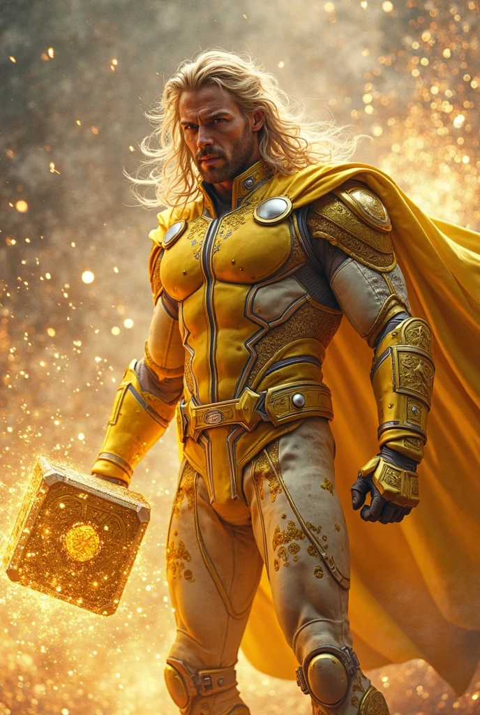 Thor with wearing X-Men yellow suit and X logo