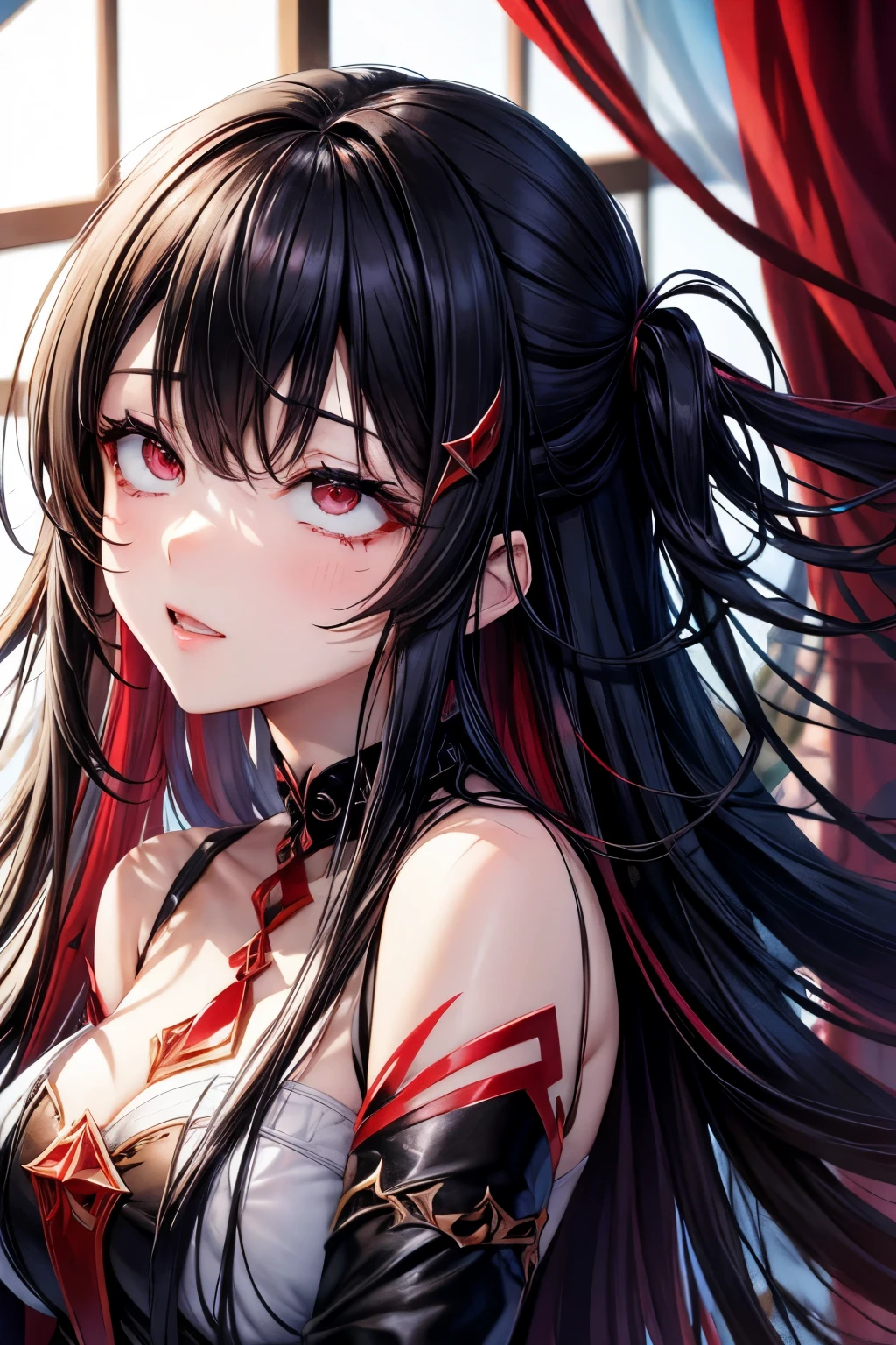 black, crimson, blood, angel, women, bad