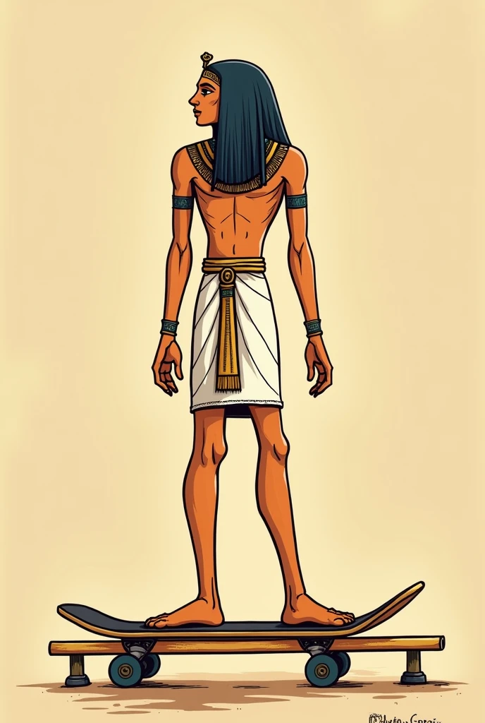 Anime body sketches of a man in pharaoh attire with short hair and a crocodile tail