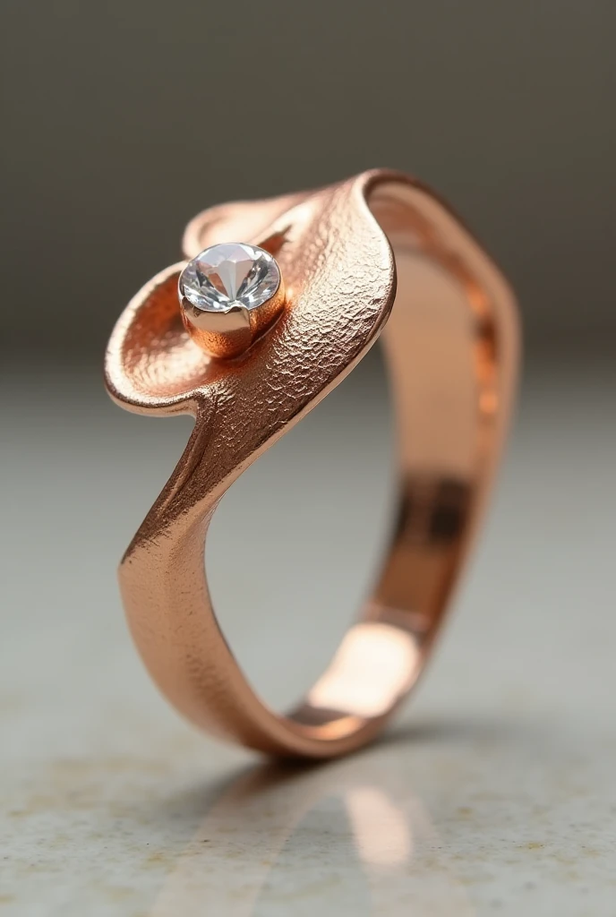 4. ring "Asymmetrical" (Asymmetric Designs)**
- ** Idea **: تصميم ring غير متوازن يعطي إحساساً بالحركة، مثل:
- A leaning flower with one small stone at the edge.