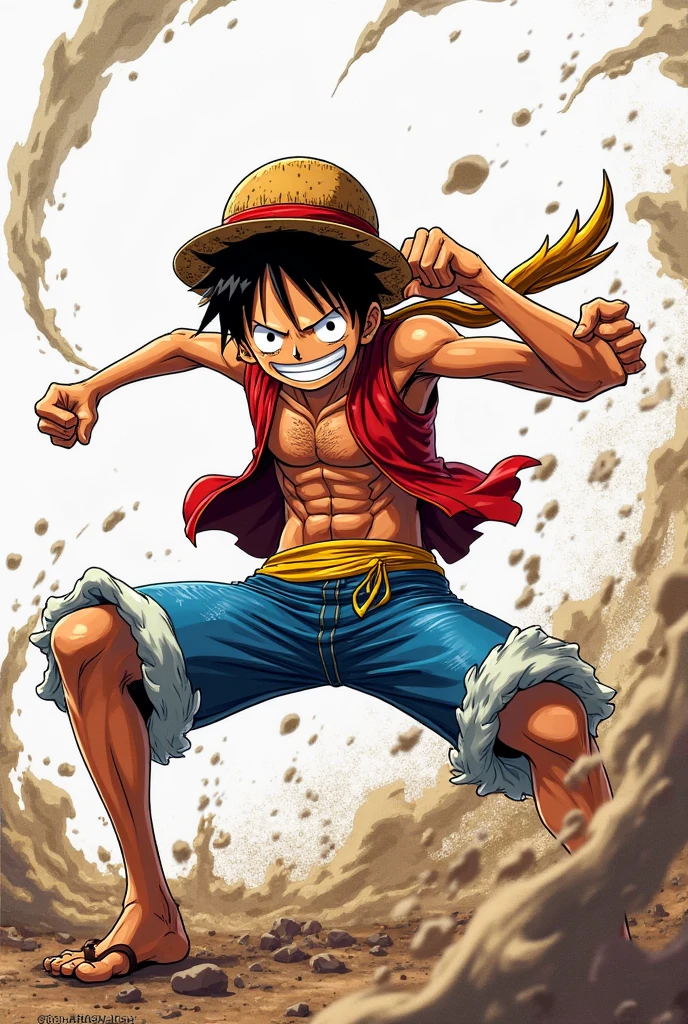 Monkey d Luffy n pose de pelea fondo blanco