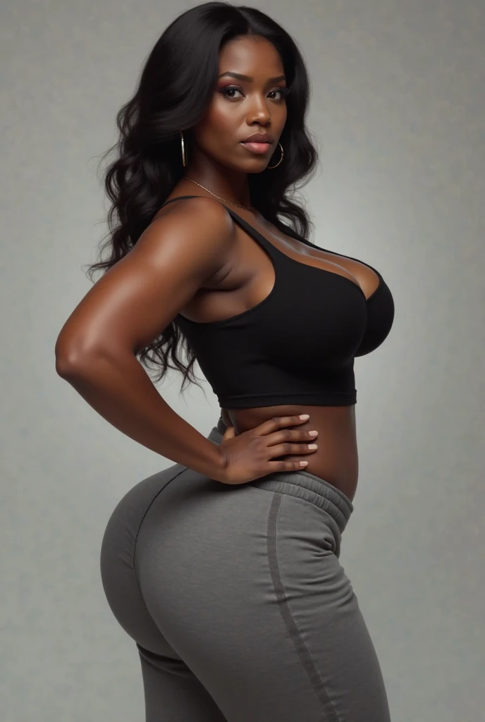 A black woman with a round buttock fluttered in tight shirt pants (Lindo salto stilleto), Batom vermelho escuro, Middle breast, Caminhando no belo jardim florido, Seduzir, Rosto desejado, olhar, (Olhos bonitos), Red check bones, (master part), best quality, olhos expressivos, rosto perfeito, fotografia, Realistic, (dark romantic lighting), (Sensualidade)