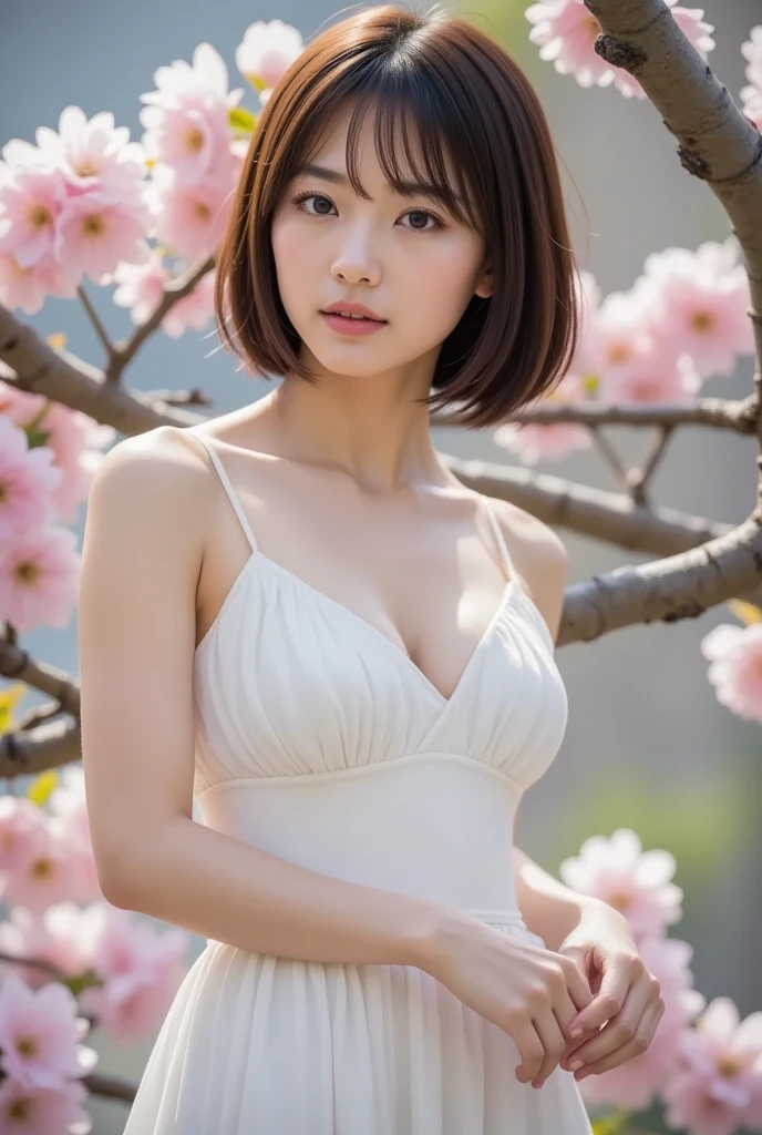((pure beauty:0.8, ultra-realistic:1.2)), caucasian flesh:1.2, bright eyes:1.1), light contrast and hue:1.1, high surface:1.1, image quality:ultra hd:1, portrait, high nose bridge, dynamic angle, clouds and sea, field of flowers in the foreground, light tracking, lifelike, informal art, unity 8k, masterpiece,best quality, gleaming skin, cinmatic lighting,